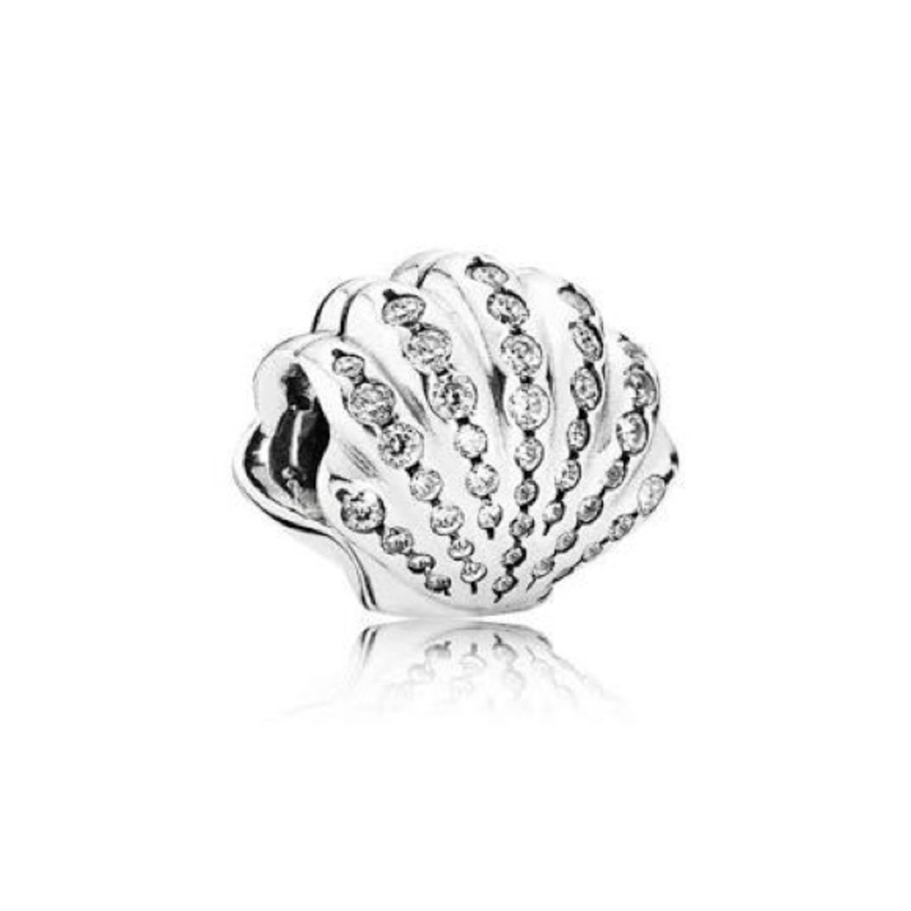 Silver Shell Charm with Crystals